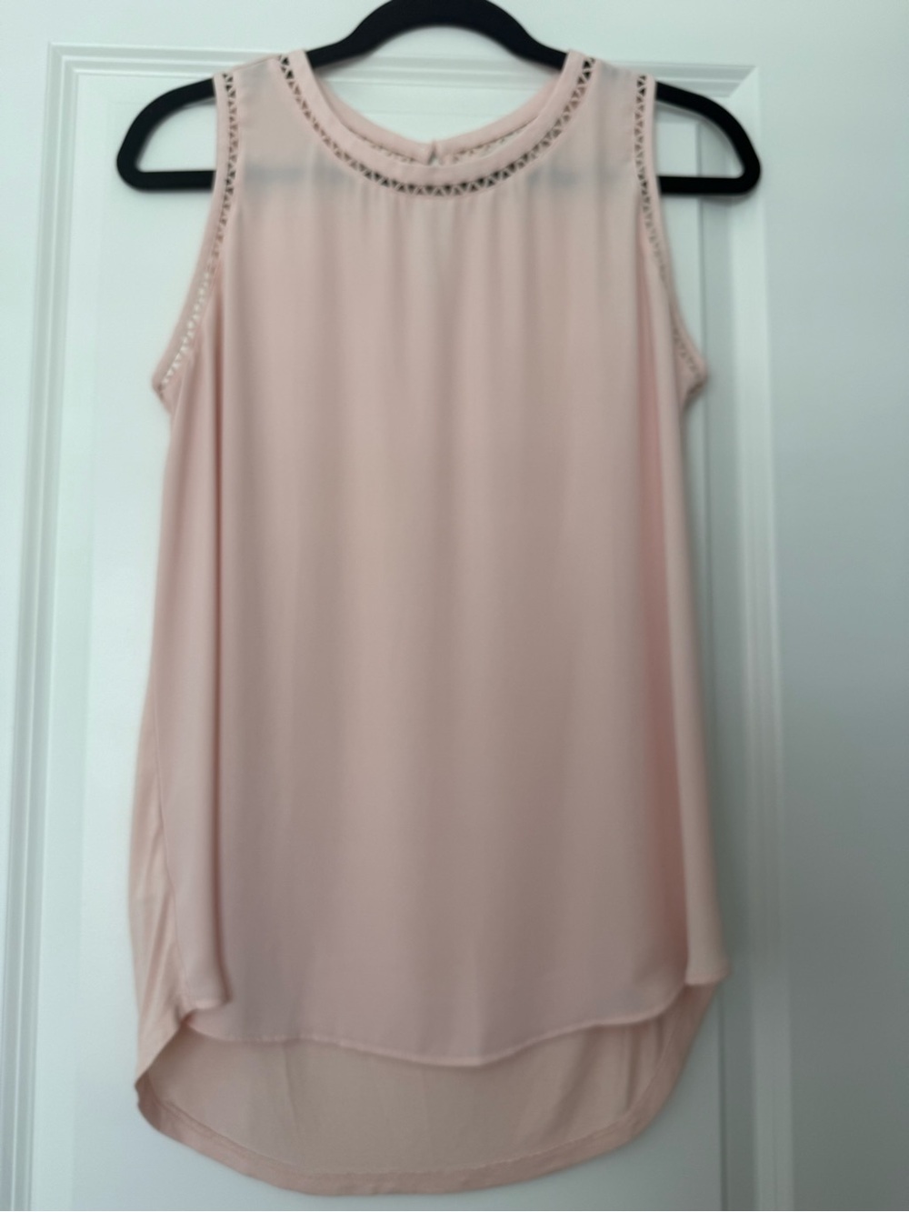 LOFT Pale Blush Sleeveless Chiffon Tunic with Trim